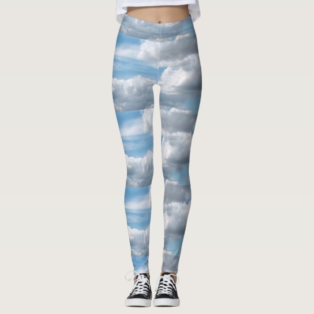 Clouds Billowing in the Blue Sky Leggings (Front)