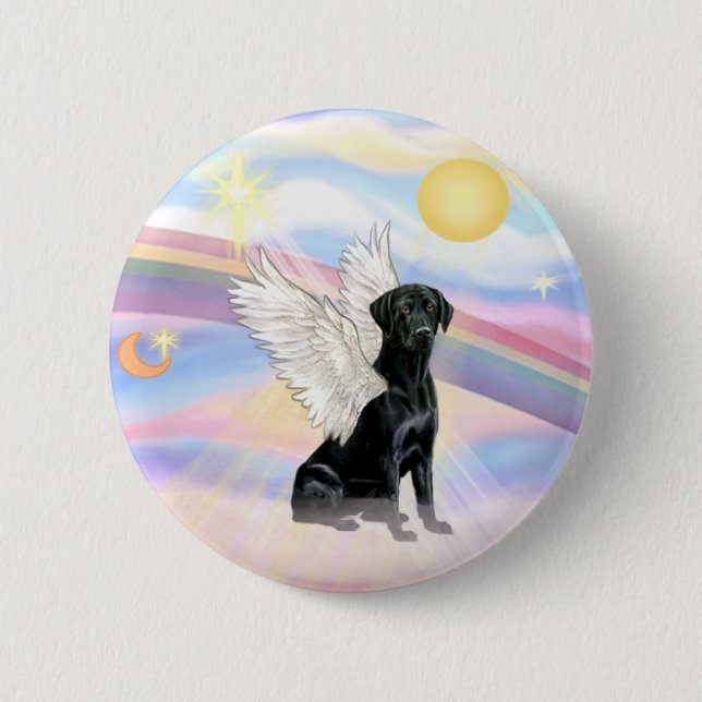 Clouds - Black Labrador Retriever Angel 6 Cm Round Badge (Front)