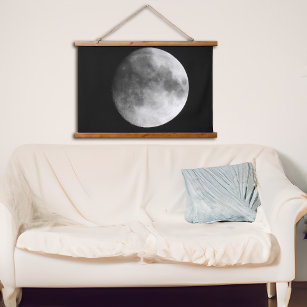 Clouds Blowing Past the Moon   Moon Photography Hanging Tapestry