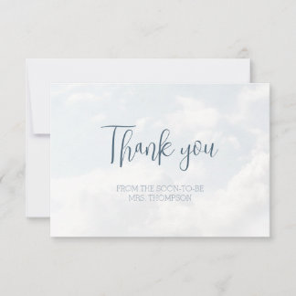 Clouds Blue Modern Elegant Bridal Shower Thank You Card