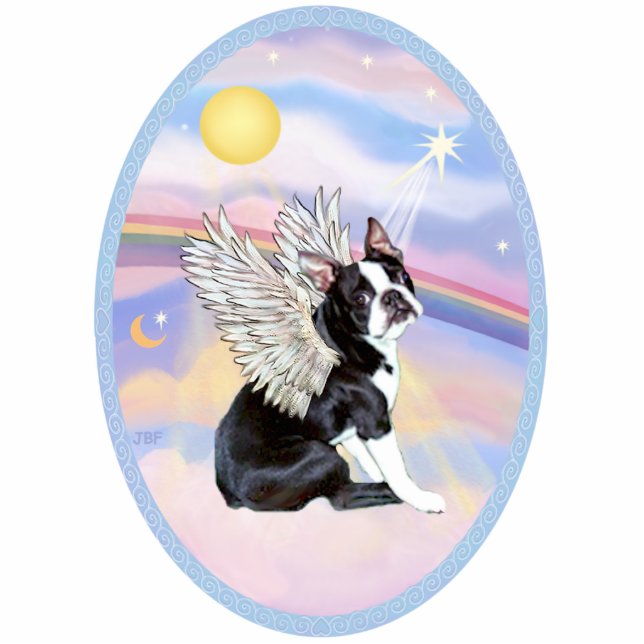 Clouds - Boston Terrier #4 Standing Photo Sculpture (Front)