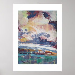 Clouds Building Painting / Artist Larry Lerew Poster