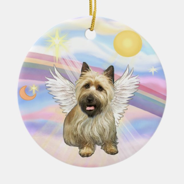 Clouds - Cairn Terrier (black mask) Ceramic Tree Decoration (Front)