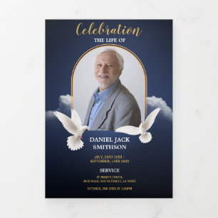 Clouds Celebration of Life Photo Obituary Trifold
