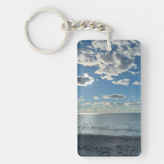 Clouds Cloudy Blue Sky Empty Beach Key Ring