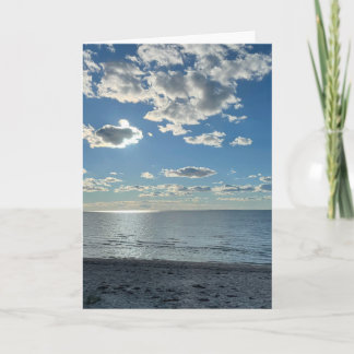 Clouds Cloudy Blue Sky Empty Beach  Note Card