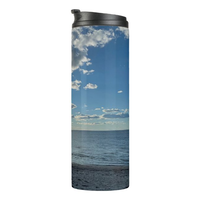 Clouds Cloudy Blue Sky Empty Beach  Thermal Tumbler (Rotated Right)