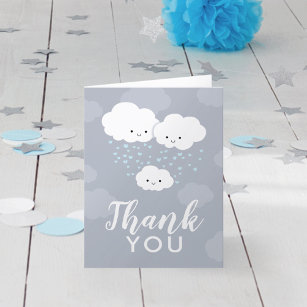 Clouds Couples Baby Shower Boy Blue Thank You Card