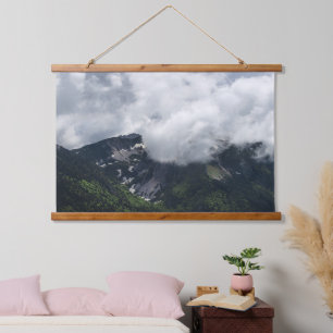 Clouds covering mountains hanging tapestry
