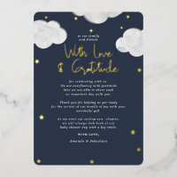 Clouds Dark Blue Baby Shower Flat Thank You