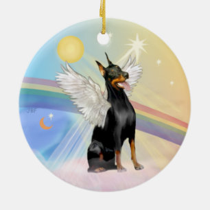Clouds - Doberman Pinscher (dbl sided) Ceramic Tree Decoration