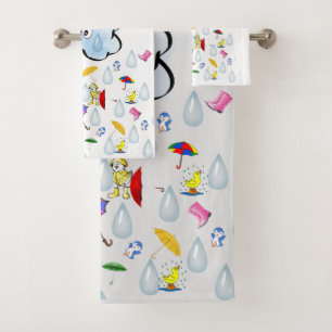 Clouds Ducks Rain  Bathroom Towel Sets