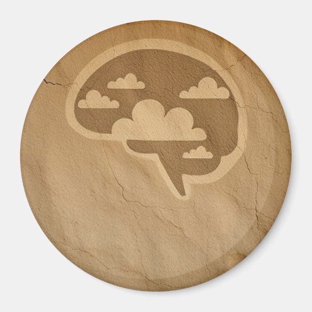 Clouds-Filled Neat Stylised Brain on Cave Wall Magnet (Front)