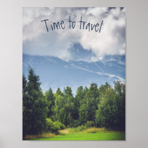 Clouds floating over mountains customisable poster