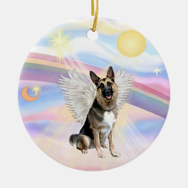 Clouds - German Shepherd (#3) Ceramic Tree Decoration (Front)