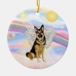 Clouds - German Shepherd (#6) Ceramic Tree Decoration