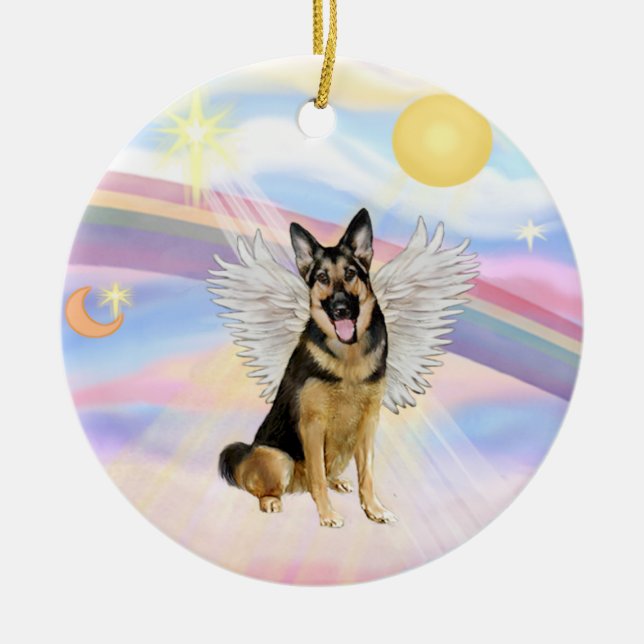 Clouds - German Shepherd (#6) Ceramic Tree Decoration (Front)