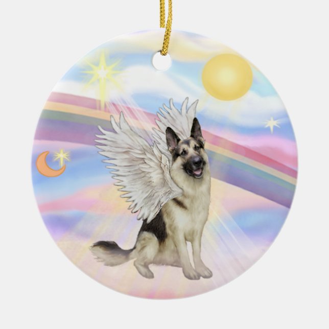 Clouds - German Shepherd (#9) Ceramic Tree Decoration (Front)