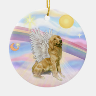 Clouds - Golden Retriever Angel (B1) Ceramic Tree Decoration