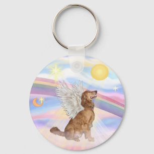 Clouds - Golden Retriever Angel (profile) Key Ring