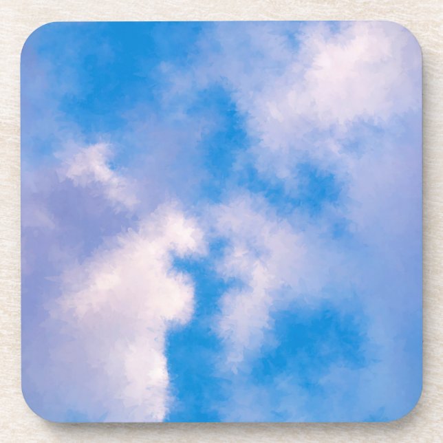 Clouds Hard Plastic coasters with cork back. (Front)