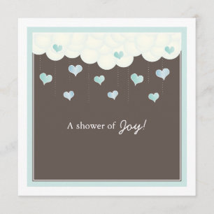 Clouds & Hearts Baby Shower for Boy Invitation