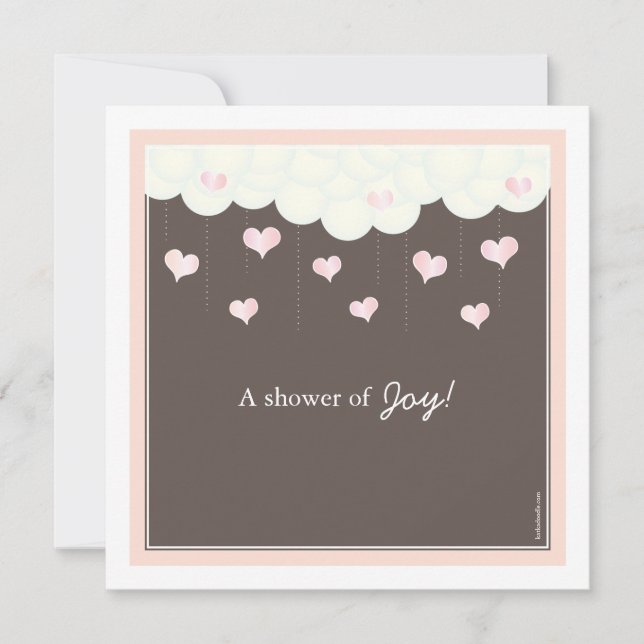 Clouds & Hearts Baby Shower for Girl Invitation (Front)