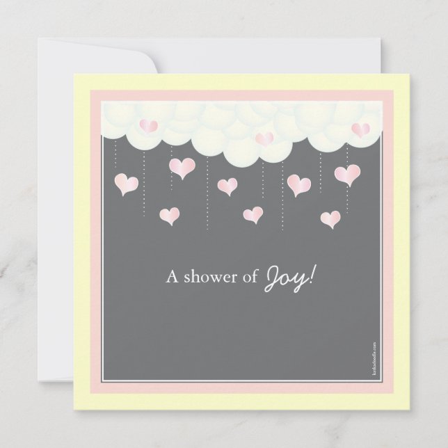 Clouds & Hearts Baby Shower for Girl Invitation (Front)