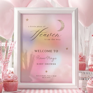 Clouds Heaven Holographic Baby shower Welcome Poster