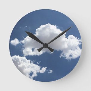Clouds in a Blue Sky Round Clock