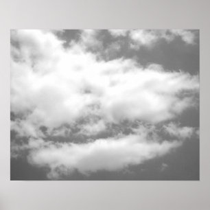 Clouds in Sky Black White Poster