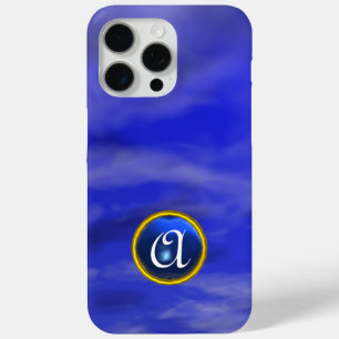 CLOUDS IN THE BLUE SKY SAPPHIRE GEM STONE MONOGRAM iPhone 15 PRO MAX CASE