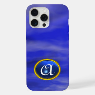CLOUDS IN THE BLUE SKY SAPPHIRE GEM STONE MONOGRAM iPhone 15 PRO MAX CASE
