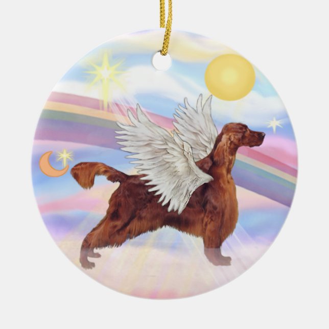Clouds - Irish Setter Ceramic Tree Decoration (Front)