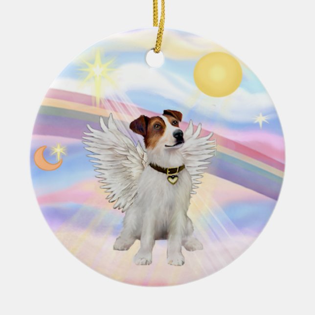 Clouds - Jack Russell Terrier Ceramic Tree Decoration (Front)