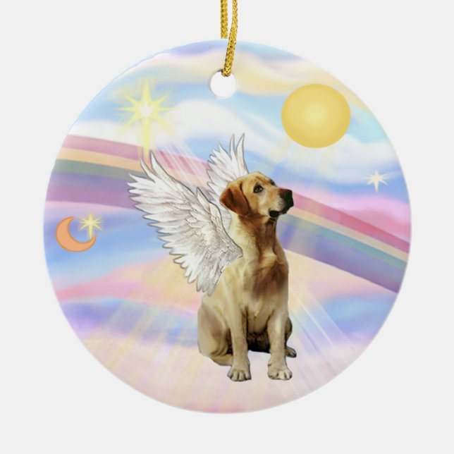 Clouds - Labrador (yellow) Ceramic Tree Decoration (Front)