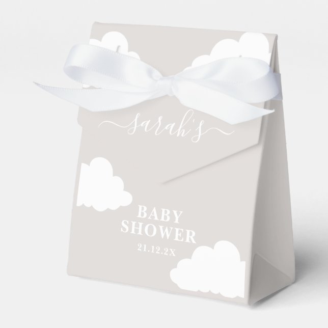 Clouds Minimalist Baby Shower Favour Box (Front Side)