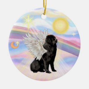 Clouds - Newfoundland Angel (black) Ceramic Tree Decoration