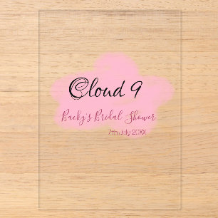 Clouds nine red pastel bridal shower namedate acrylic invitations