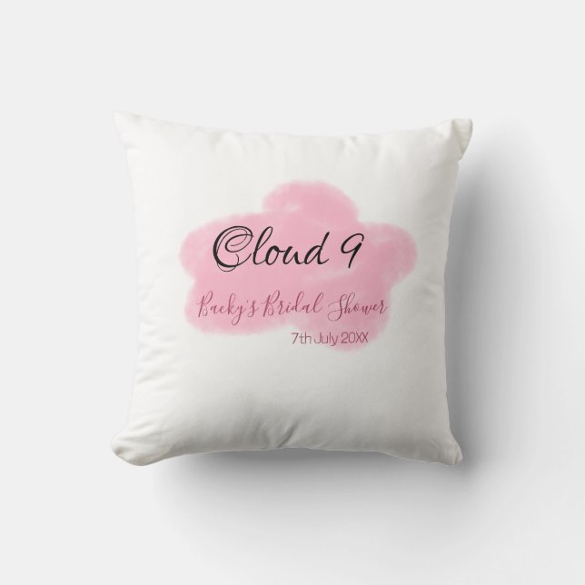 Clouds nine red pastel bridal shower namedate cushion (Front)