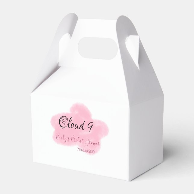 Clouds nine red pastel bridal shower namedate favour box (Front Side)