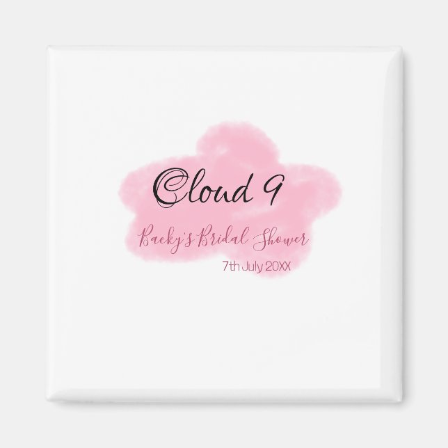 Clouds nine red pastel bridal shower namedate magnet (Front)
