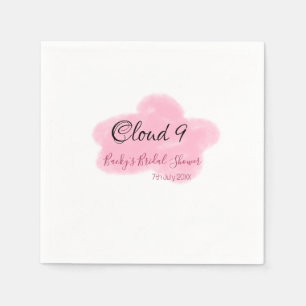 Clouds nine red pastel bridal shower namedate napkin