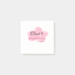 Clouds nine red pastel bridal shower namedate post-it notes