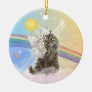 Clouds - Norwegian Forest Cat Angel Ceramic Tree Decoration