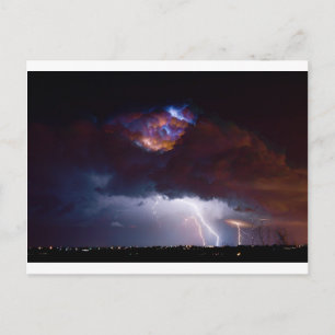 Clouds of Light. Lightning Striking Boulder County Postcard