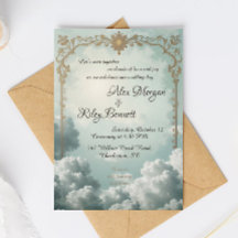 Clouds of Love Vintage Wedding Invitation