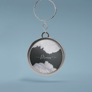 Clouds on black background keychain