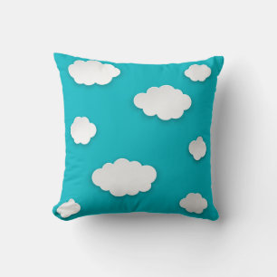 Clouds on Blue Sky Pattern Throw Pillow – Serene 