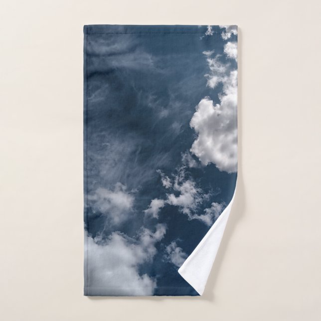 Clouds, on dark blue background hand towel (Hand Towel)